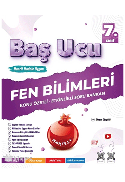 1786179382.gif NARTEST YAYINEVİ 7. SINIF FEN BİLİMLERİ BAŞ UCU KİTABI MAARİF MODELİ - Görsel 1