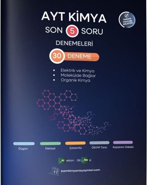 KR AKADEMİ YAYINLARI Alaittin Güneş AYT Kimya Son 5 Soru Denemeleri 30 Deneme