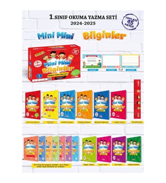 KIRMIZI BEYAZ YAYINLARI MİNİ MİNİ BİLGİNLER OKUMA YAZMA ÖĞRENİYOR (OKUMA YAZMA FASİKÜL KİTABIM, MATEMATİK KİTABI, AİLE ETKİNLİK KİTABI, HECE-KELİME-CÜMLE KİTABI, ÇİZGİ KİTABI, YAZI DEFTERİ, MATEMATİK DEFTERİ, HARF DEFTERİ, KODLAMA KİTABIM, YAZ-SİL TAHTAM, KARTON CETVEL , 7 ADET OKUMA KİTABI)-ÖĞRETMENLERE PROMOSYON ÇANTASI HEDİYELİ