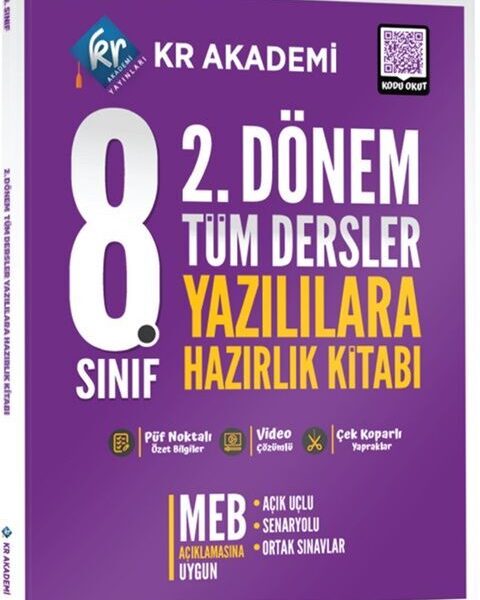 KR AKADEMİ YAYINLARI 8. Sınıf 2. Dönem Tüm Dersler Yazılılara Hazırlık Kitabı