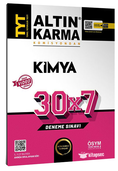 1683966055.jpg ALTIN KARMA YAYINLARI TYT Kimya 30*7 Deneme Sınavı - Görsel 1