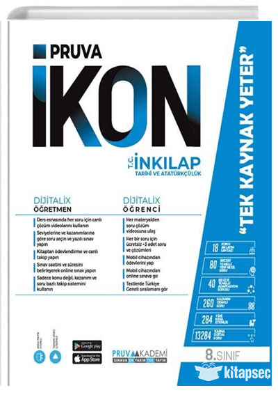 1718879968.jpg PRUVA AKADEMİ YAYINLARI 8. SINIF İKON ETKİNLİKLİ SORU BANKASI İNKILAP TARİHİ - Görsel 1