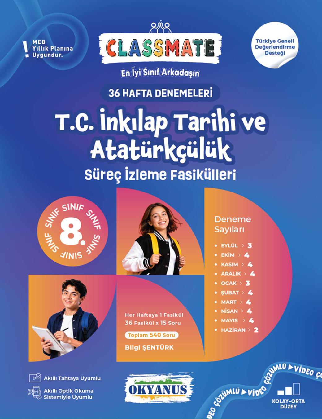 9786256537996.jpg OKYANUS YAYINCILIK 8. Sınıf Classmate 36 Hafta Denemeleri T. C. İnkılap Tarihi Ve Atatürkçülük Süreç İz. Fasikülleri - Görsel 1