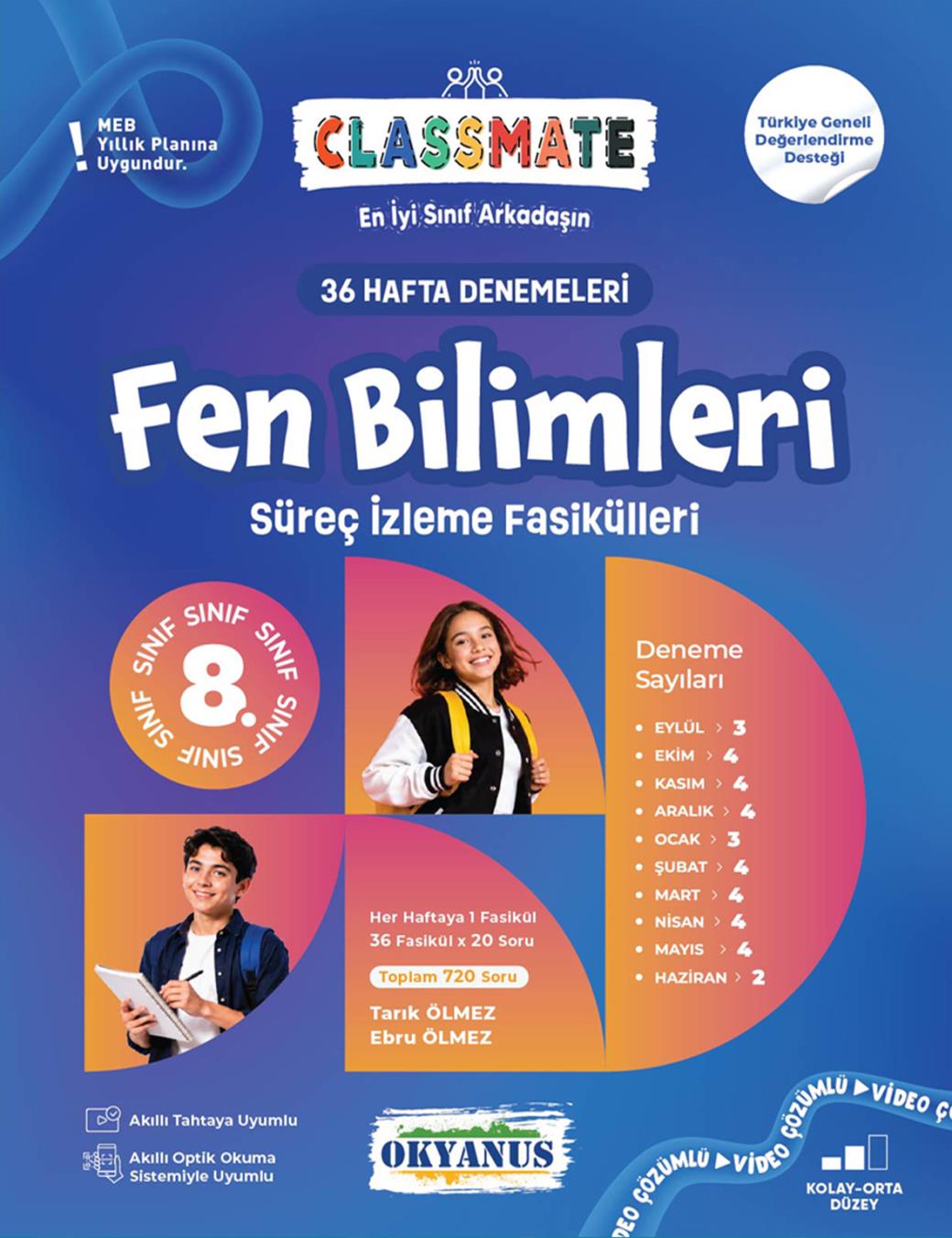 9786259545004.jpg OKYANUS YAYINCILIK 8. Sınıf Classmate 36 Hafta Denemeleri Fen Bilimleri Süreç İz. Fasikülleri - Görsel 1