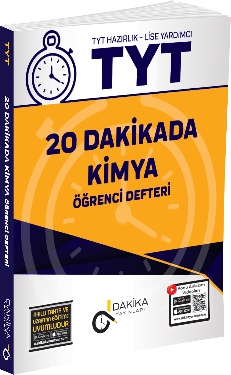 TYT_20dk_Kimya_Defer.png 20 DAKİKA YAYINLARI TYT KİMYA ÖĞRENCİ DEFTERİ - Görsel 1