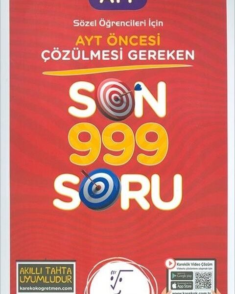 KAREKÖK YAYINLARI AYT  SÖZEL ÖĞRENCİLERİ İÇİN AYT ÖNCESİ SON 999 SORU
