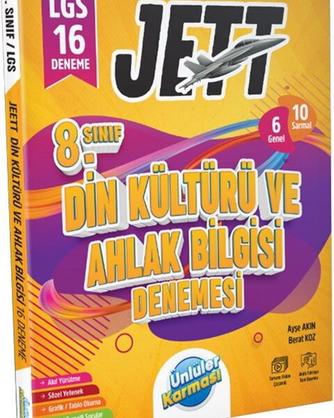 ÜNLÜLER YAYINLARI 8.SINIF DİN KÜLTÜRÜ VE AHLAK BİLGİSİ JETT 16'LI BRANŞ DENEMELERİ