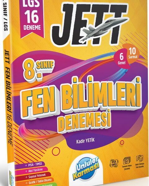 ÜNLÜLER YAYINLARI 8.SINIF FEN BİLİMLERİ JETT 16'LI BRANŞ DENEMELERİ